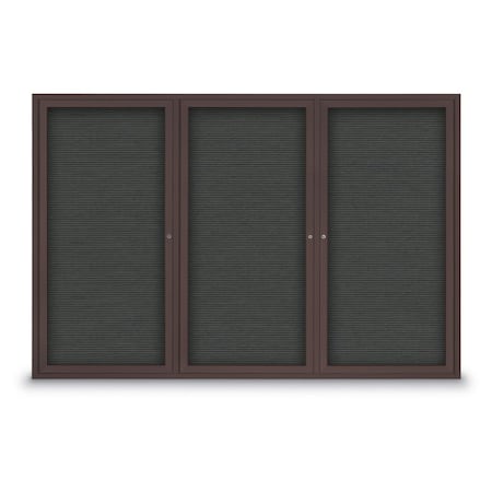 30x36 1-Door Enclosed Outdoor Letterboard,Grey Felt/Bronze Alum